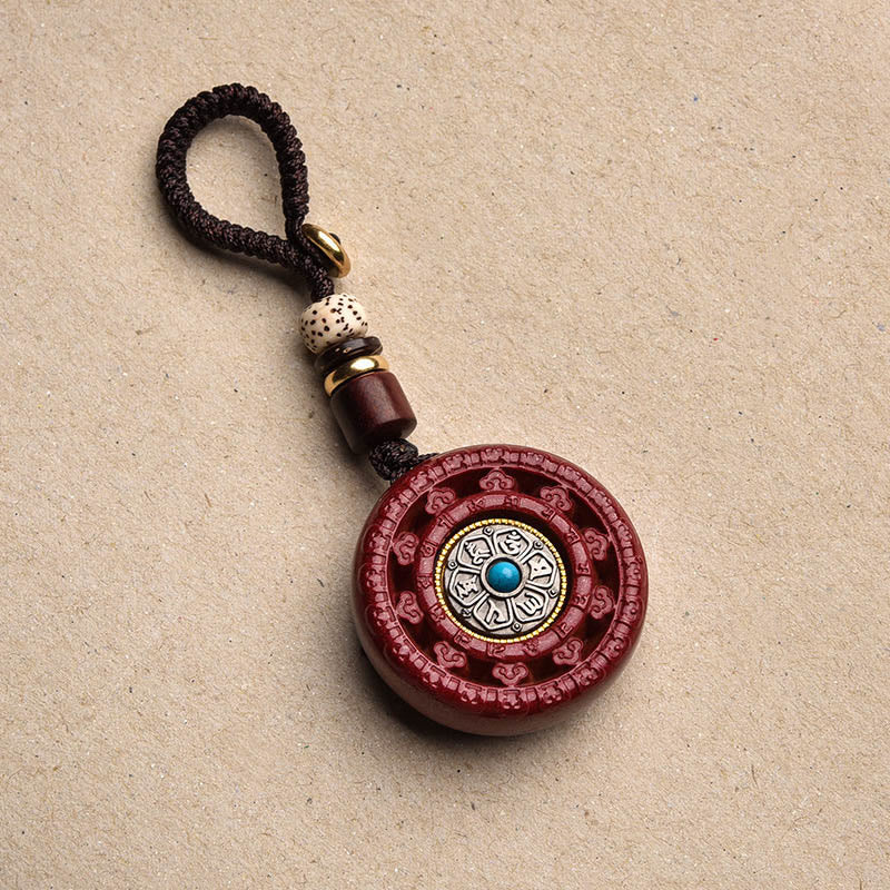 Buddha Stones辰砂オーム・マニ・パドメ・フム祝福 回転式ネックレス ペンダント キーチェーン - 辰砂キーホルダー - image 14