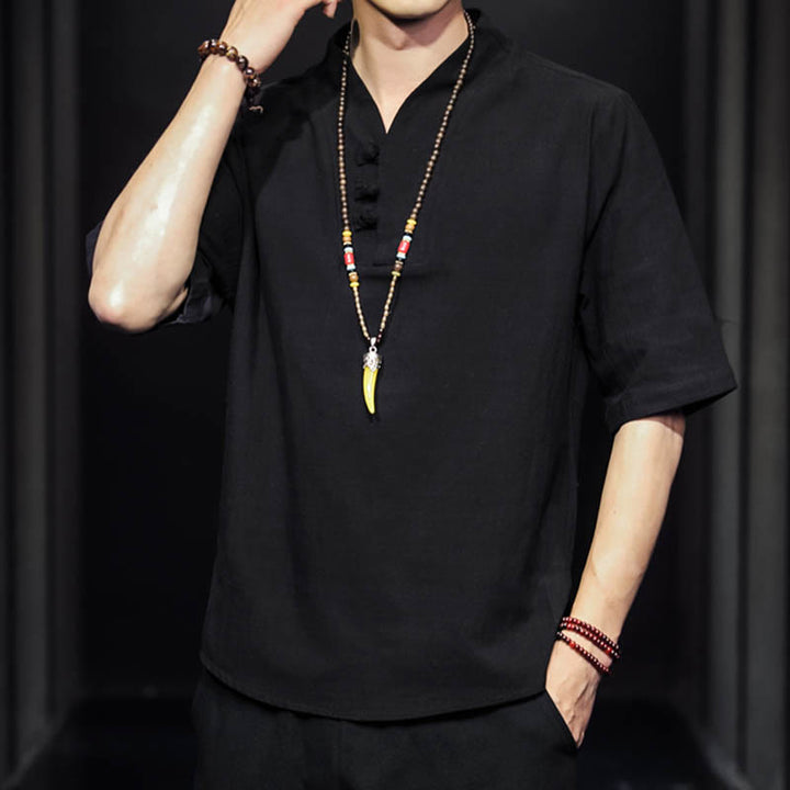 Buddha Stonesカジュアル サマー ハーフスリーブ シャツ コットン メンズ ウェア - image 11