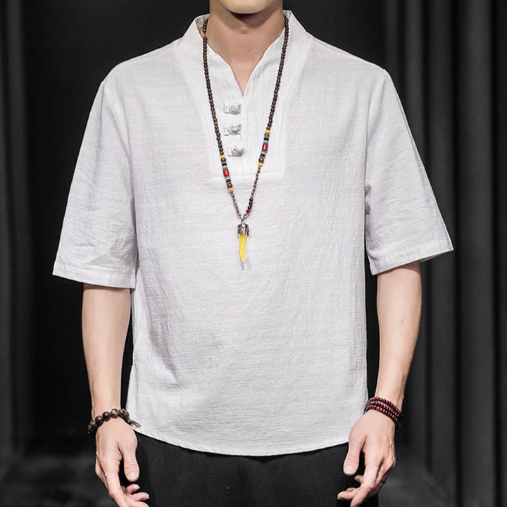 Buddha Stonesカジュアル サマー ハーフスリーブ シャツ コットン メンズ ウェア - image 1