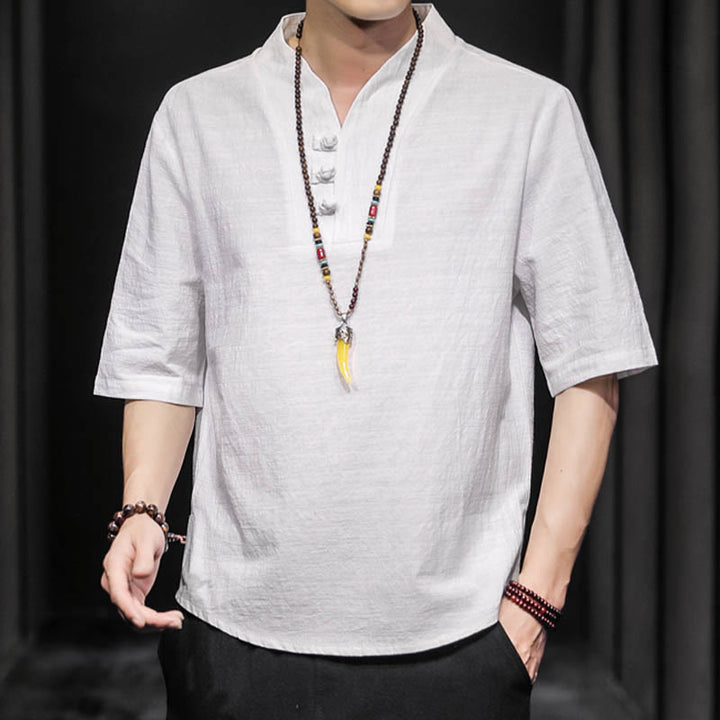 Buddha Stonesカジュアル サマー ハーフスリーブ シャツ コットン メンズ ウェア - image 5