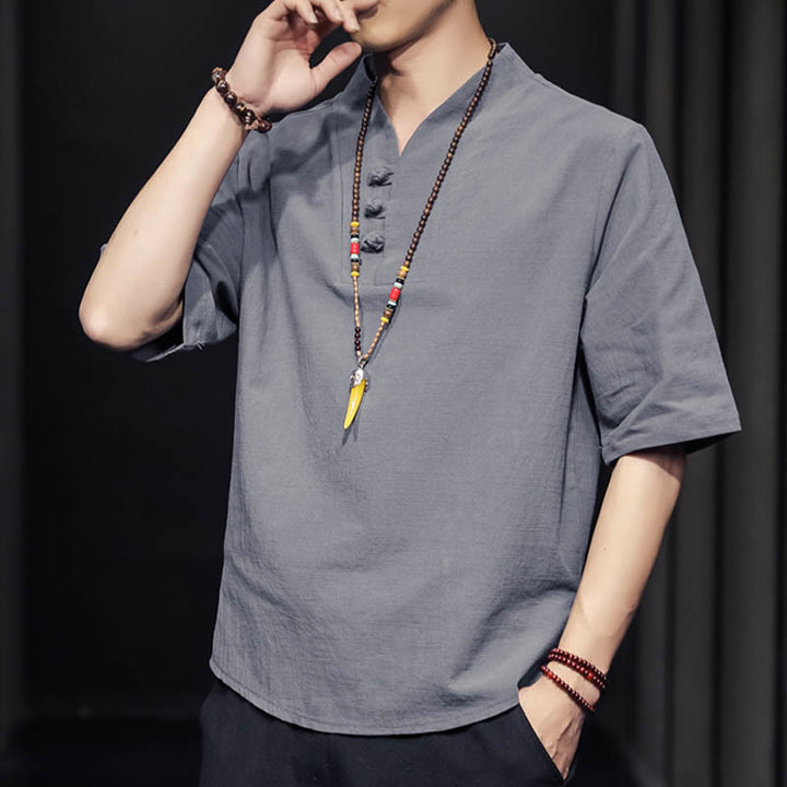 Buddha Stonesカジュアル サマー ハーフスリーブ シャツ コットン メンズ ウェア - image 21