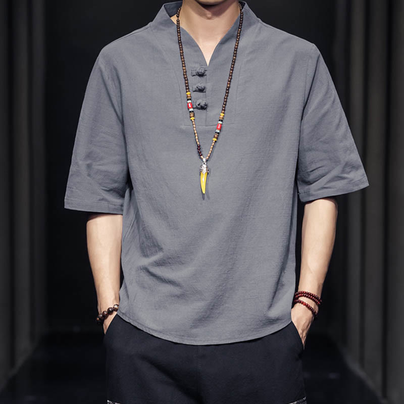 Buddha Stonesカジュアル サマー ハーフスリーブ シャツ コットン メンズ ウェア - image 17