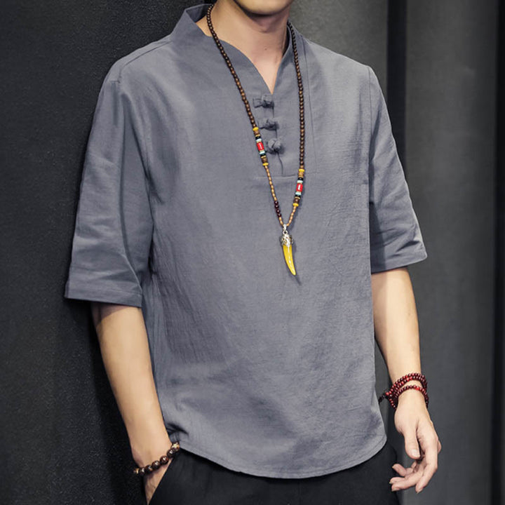 Buddha Stonesカジュアル サマー ハーフスリーブ シャツ コットン メンズ ウェア - image 19