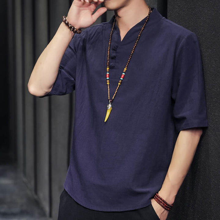 Buddha Stonesカジュアル サマー ハーフスリーブ シャツ コットン メンズ ウェア - image 29