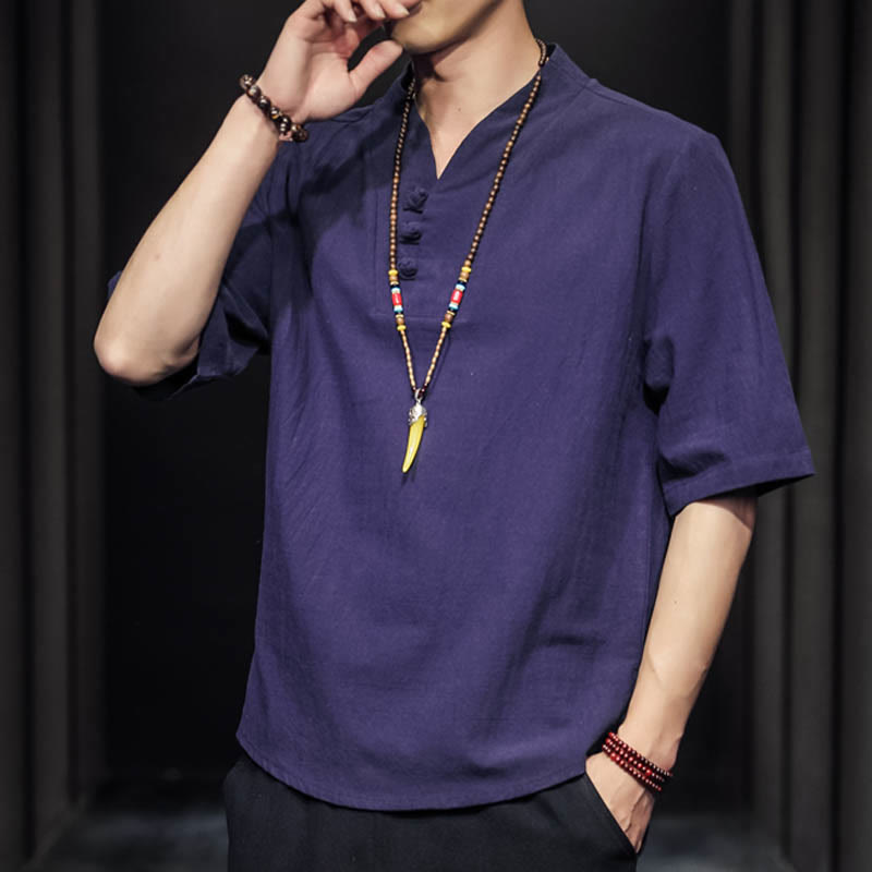 Buddha Stonesカジュアル サマー ハーフスリーブ シャツ コットン メンズ ウェア - image 28
