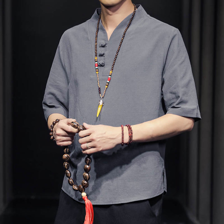 Buddha Stonesカジュアル サマー ハーフスリーブ シャツ コットン メンズ ウェア - image 23