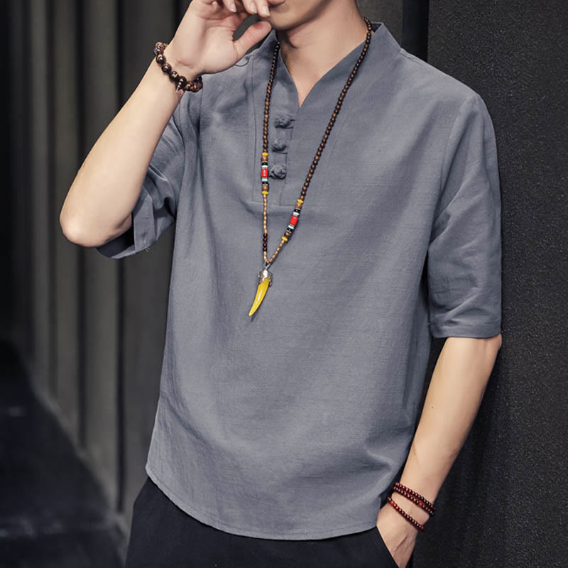 Buddha Stonesカジュアル サマー ハーフスリーブ シャツ コットン メンズ ウェア - image 23