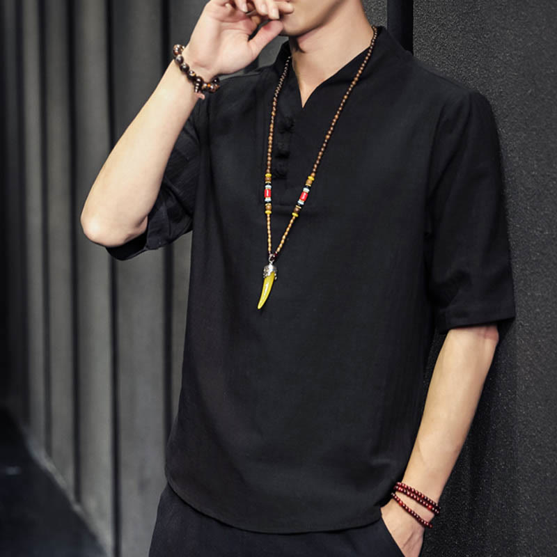 Buddha Stonesカジュアル サマー ハーフスリーブ シャツ コットン メンズ ウェア - image 14