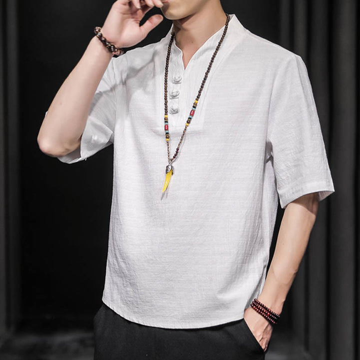 Buddha Stonesカジュアル サマー ハーフスリーブ シャツ コットン メンズ ウェア - image 3