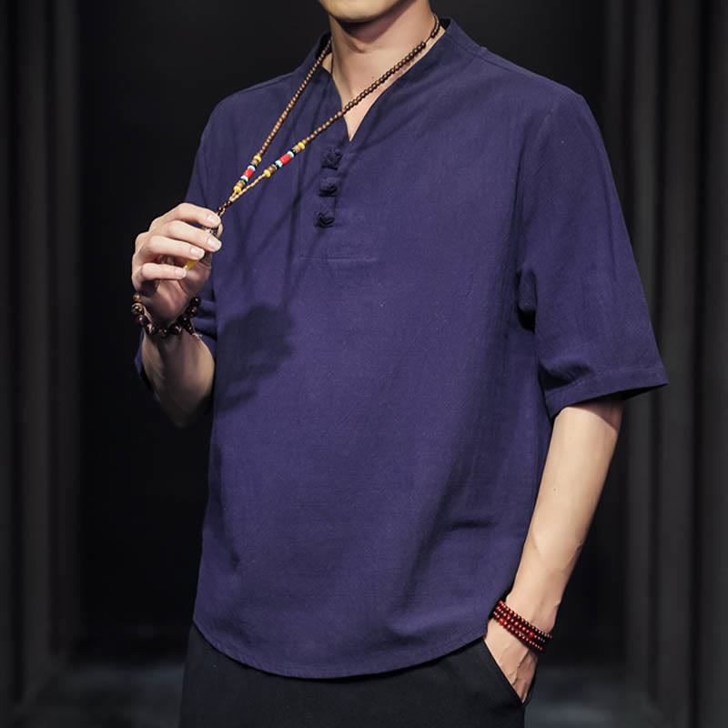 Buddha Stonesカジュアル サマー ハーフスリーブ シャツ コットン メンズ ウェア - image 27