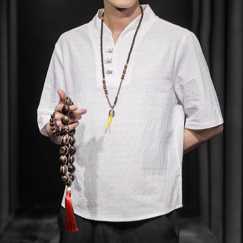 Buddha Stonesカジュアル サマー ハーフスリーブ シャツ コットン メンズ ウェア - image 4