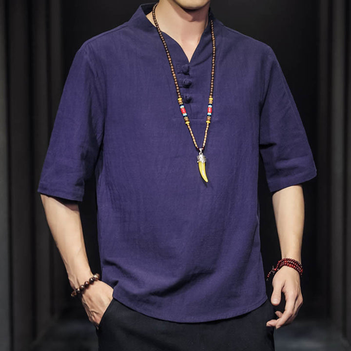 Buddha Stonesカジュアル サマー ハーフスリーブ シャツ コットン メンズ ウェア - image 25