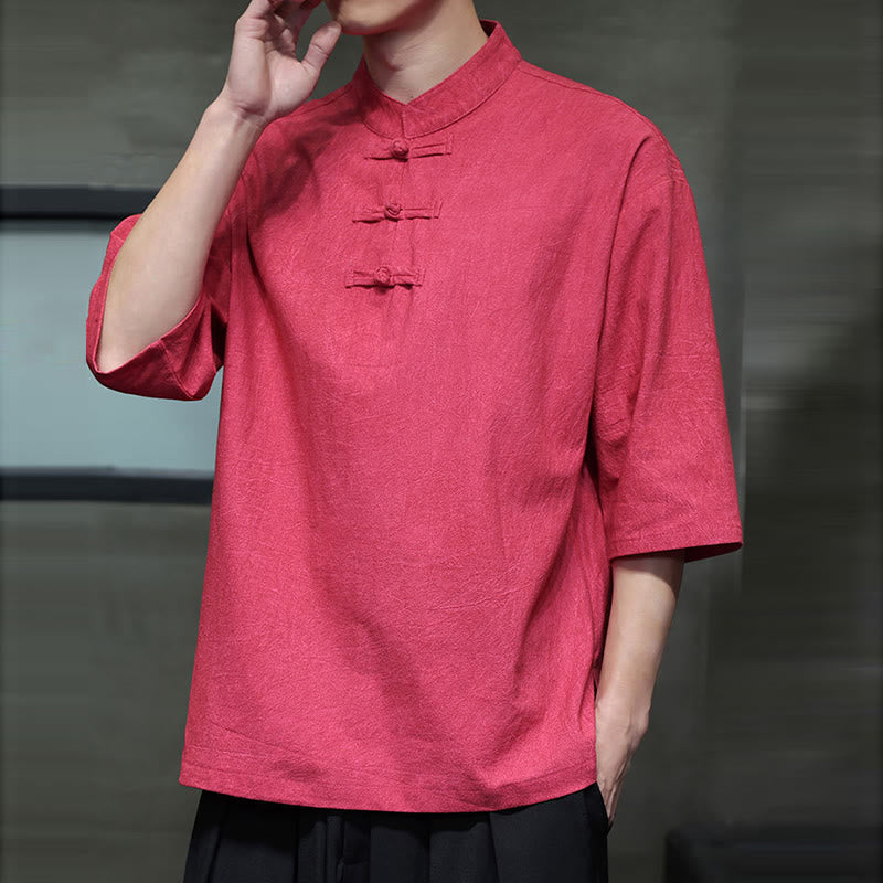 Buddha Stonesメンズ 中国風 カエルボタン 唐装 半袖 コットンリネン シャツ - image 18