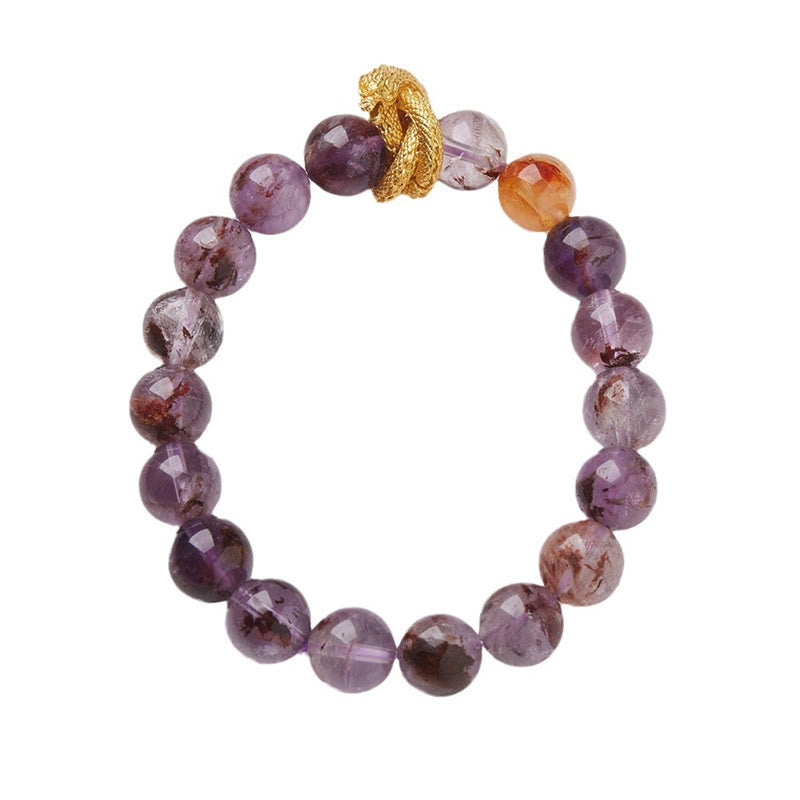 Buddha Stones紫幻銅金メッキ龍智ブレスレット