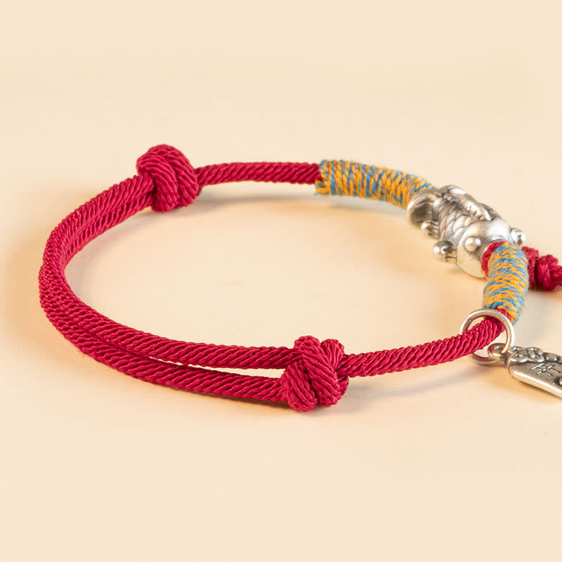 Buddha Stones999 スターリングシルバー赤紐幸運の鯉守護ブレスレット