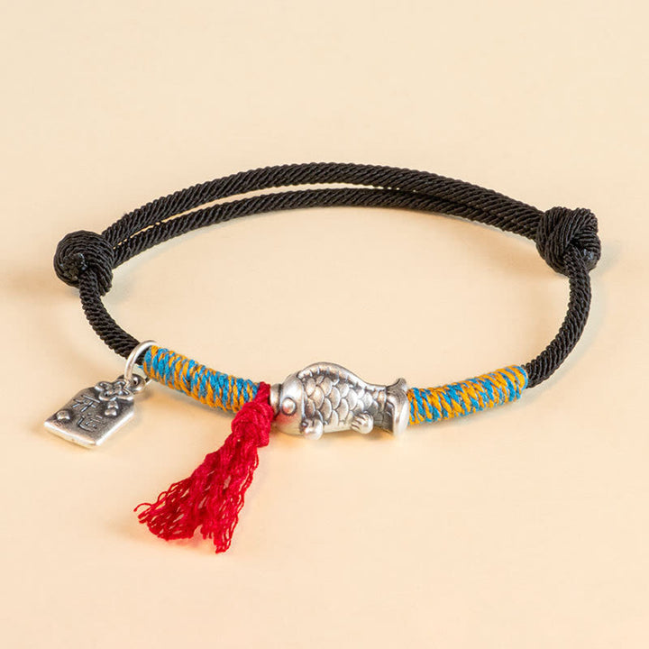 Buddha Stones999 スターリングシルバー赤紐幸運の鯉守護ブレスレット