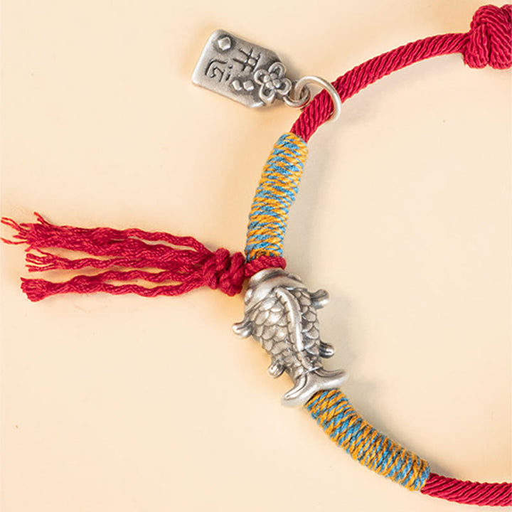 Buddha Stones999 スターリングシルバー赤紐幸運の鯉守護ブレスレット - image 4