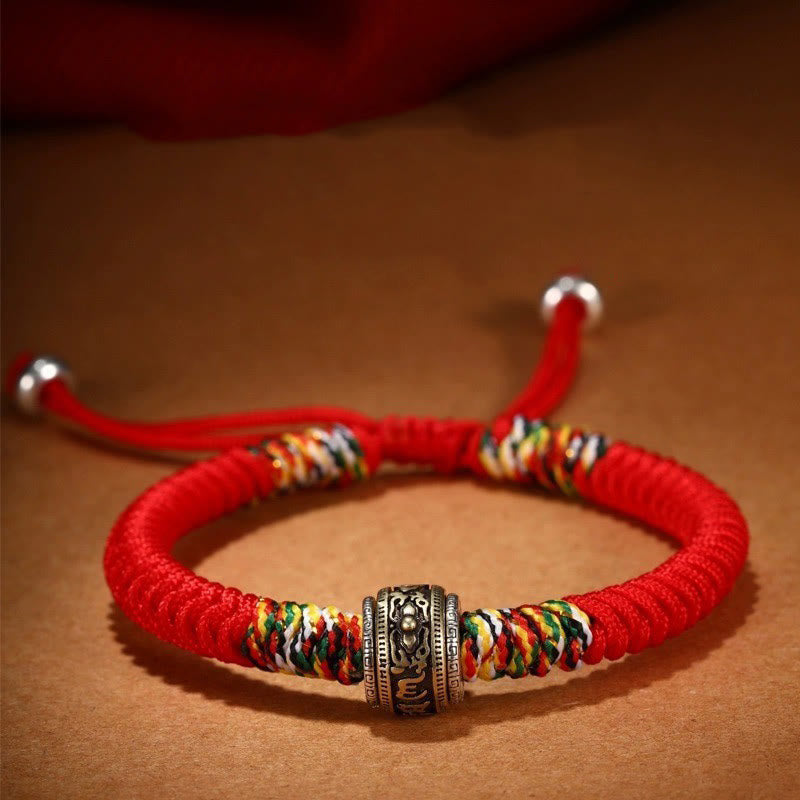 Buddha Stones925スターリングシルバーオーム・マニ・パドメ・フムキングコングノット 信仰ブレスレット