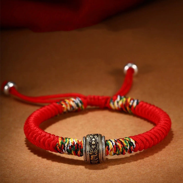 Buddha Stones925スターリングシルバーオーム・マニ・パドメ・フムキングコングノット 信仰ブレスレット