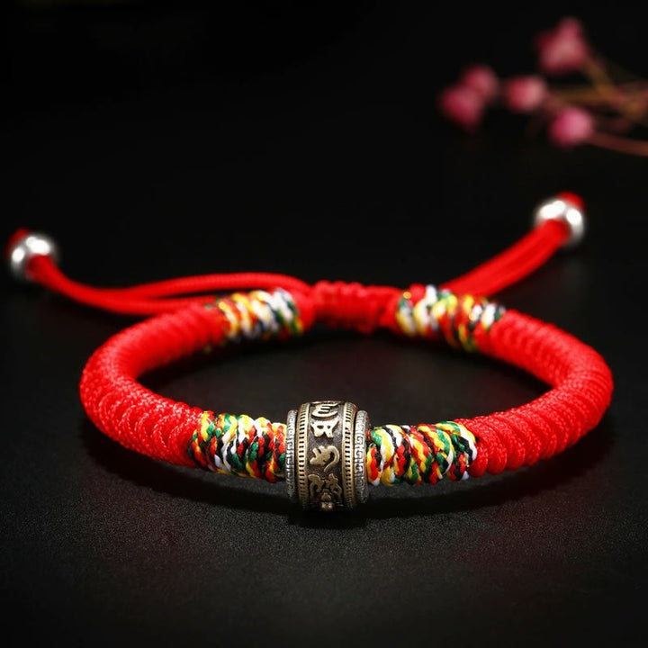Buddha Stones925スターリングシルバーオーム・マニ・パドメ・フムキングコングノット 信仰ブレスレット