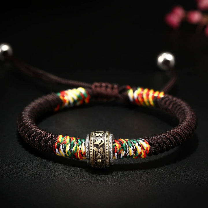 Buddha Stones925スターリングシルバーオーム・マニ・パドメ・フムキングコングノット 信仰ブレスレット