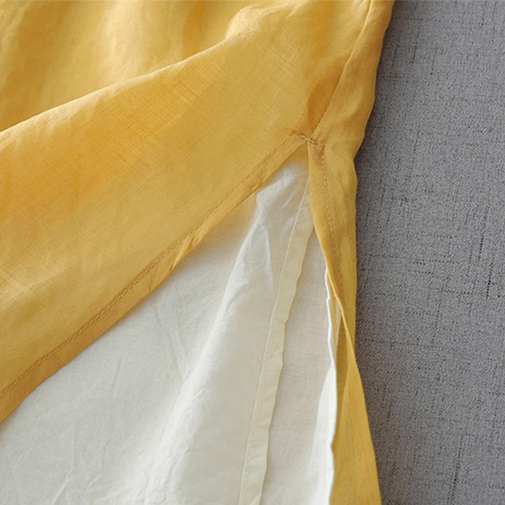 Buddha Stones無地 フロッグボタン 七分袖 ダブルレイヤー コットンリネンシャツ - image 13