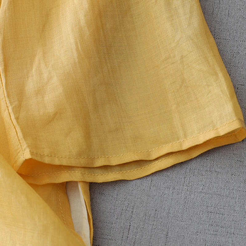 Buddha Stones無地 フロッグボタン 七分袖 ダブルレイヤー コットンリネンシャツ - image 12