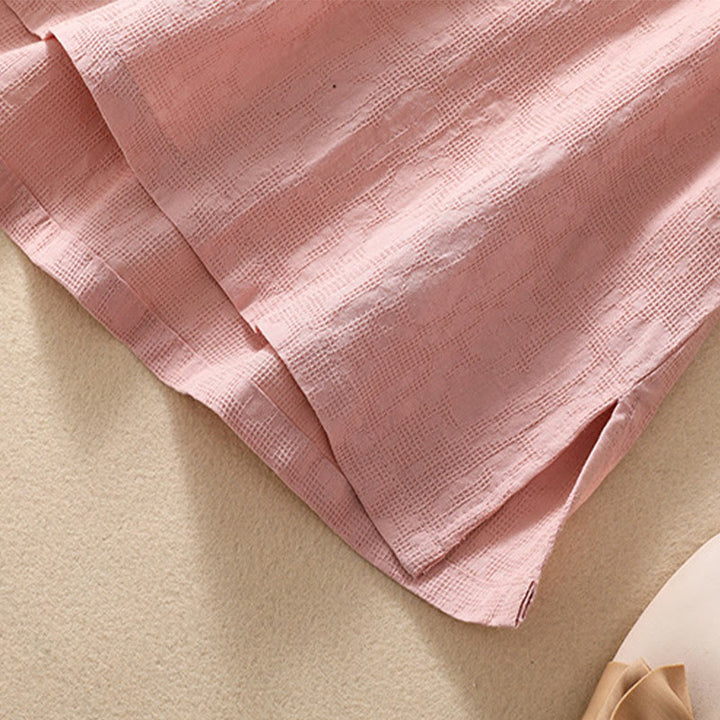 Buddha Stones梅刺繍カエルボタン半袖コットンリネンシャツ - image 10