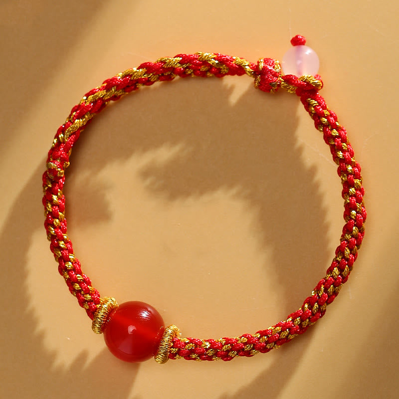 Buddha Stonesハンドメイドレッドアゲートアメジストゴールデンルチルクォーツピンククリスタルビーズカーム編みブレスレット
