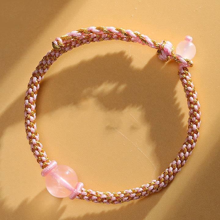Buddha Stonesハンドメイドレッドアゲートアメジストゴールデンルチルクォーツピンククリスタルビーズカーム編みブレスレット