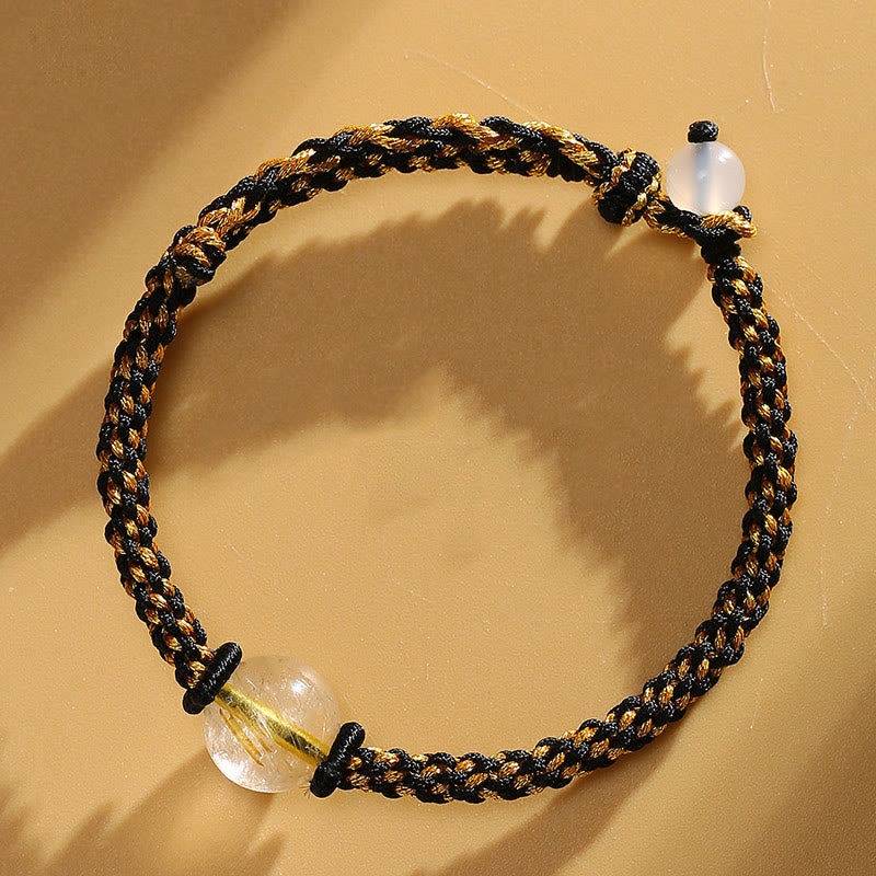 Buddha Stonesハンドメイドレッドアゲートアメジストゴールデンルチルクォーツピンククリスタルビーズカーム編みブレスレット