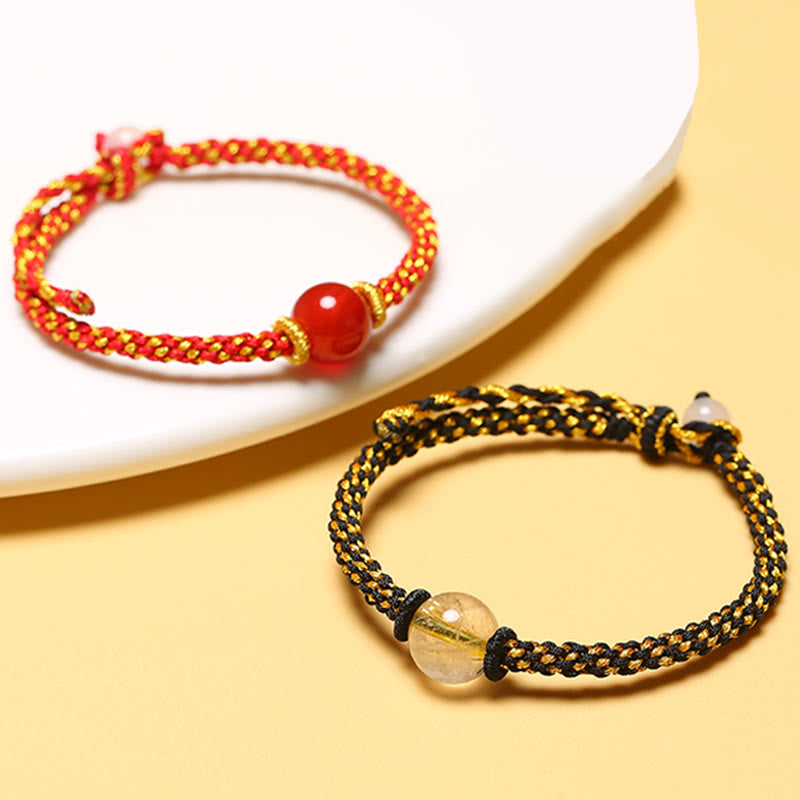 Buddha Stonesハンドメイドレッドアゲートアメジストゴールデンルチルクォーツピンククリスタルビーズカーム編みブレスレット
