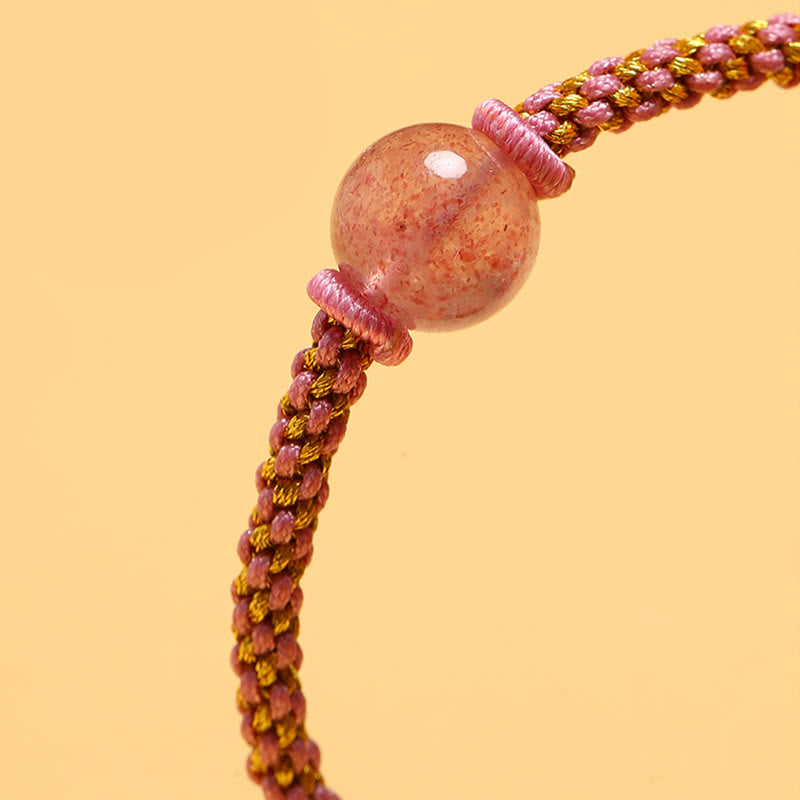 Buddha Stonesハンドメイドレッドアゲートアメジストゴールデンルチルクォーツピンククリスタルビーズカーム編みブレスレット