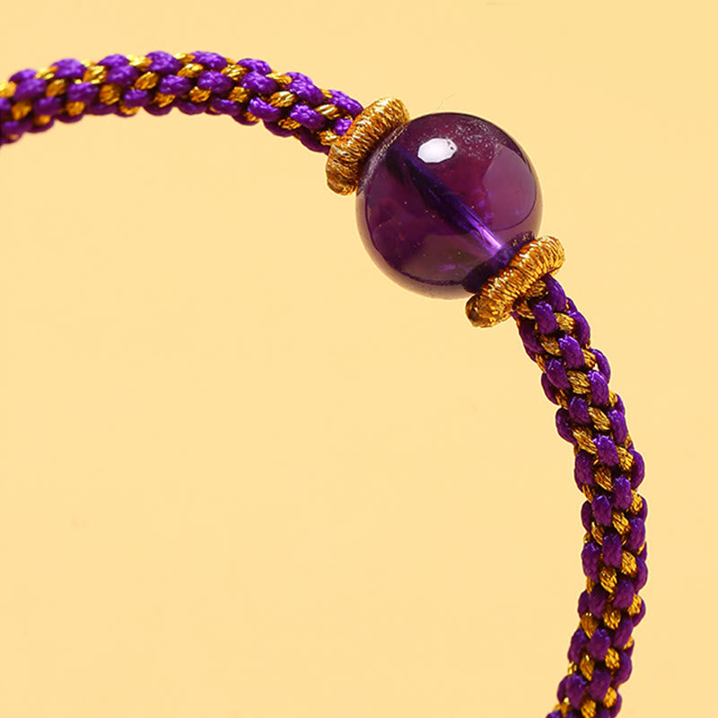 Buddha Stonesハンドメイドレッドアゲートアメジストゴールデンルチルクォーツピンククリスタルビーズカーム編みブレスレット