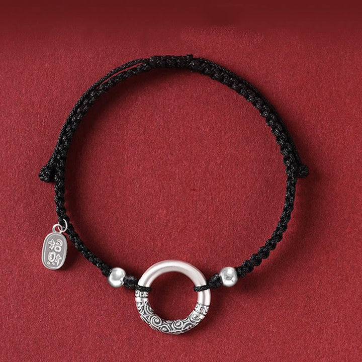 Buddha Stones 925スターリングシルバー ブラックオニキス ピースバックル フーキャラクターチャームブレスレット