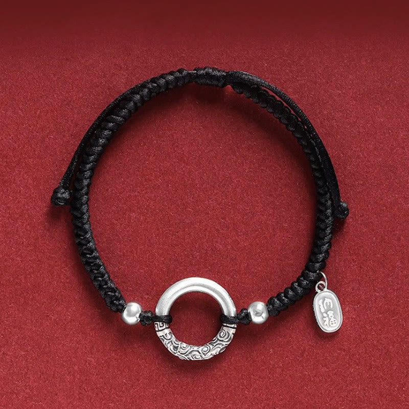Buddha Stones 925スターリングシルバー ブラックオニキス ピースバックル フーキャラクターチャームブレスレット
