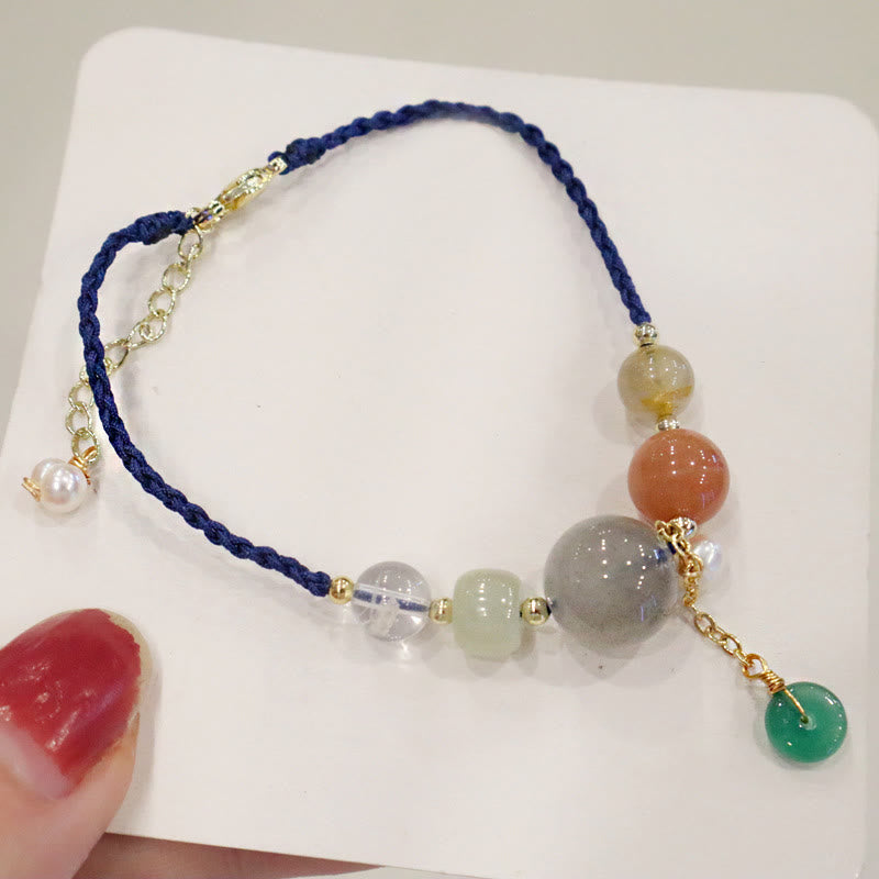 Buddha Stonesムーンストーン サンストーン ビーズ ピースバックル チャーム ヒーリングブレスレット