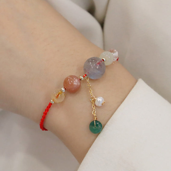Buddha Stonesムーンストーン サンストーン ビーズ ピースバックル チャーム ヒーリングブレスレット