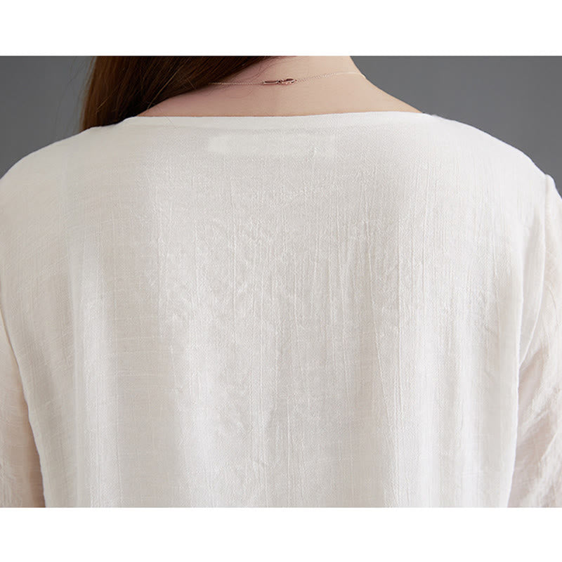 Buddha Stones 2点 カエルボタン 長袖シャツ ワイドレッグパンツ 瞑想用 コットンリネン 服