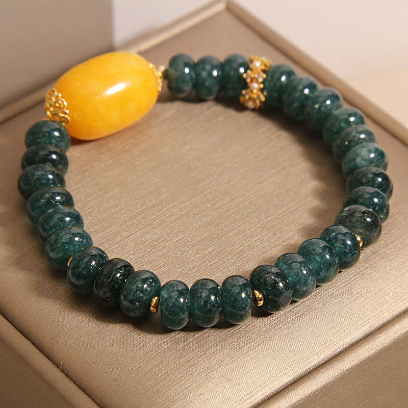 Buddha Stones緑翡翠 そろばんビーズ トパーズ 幸運ブレスレット