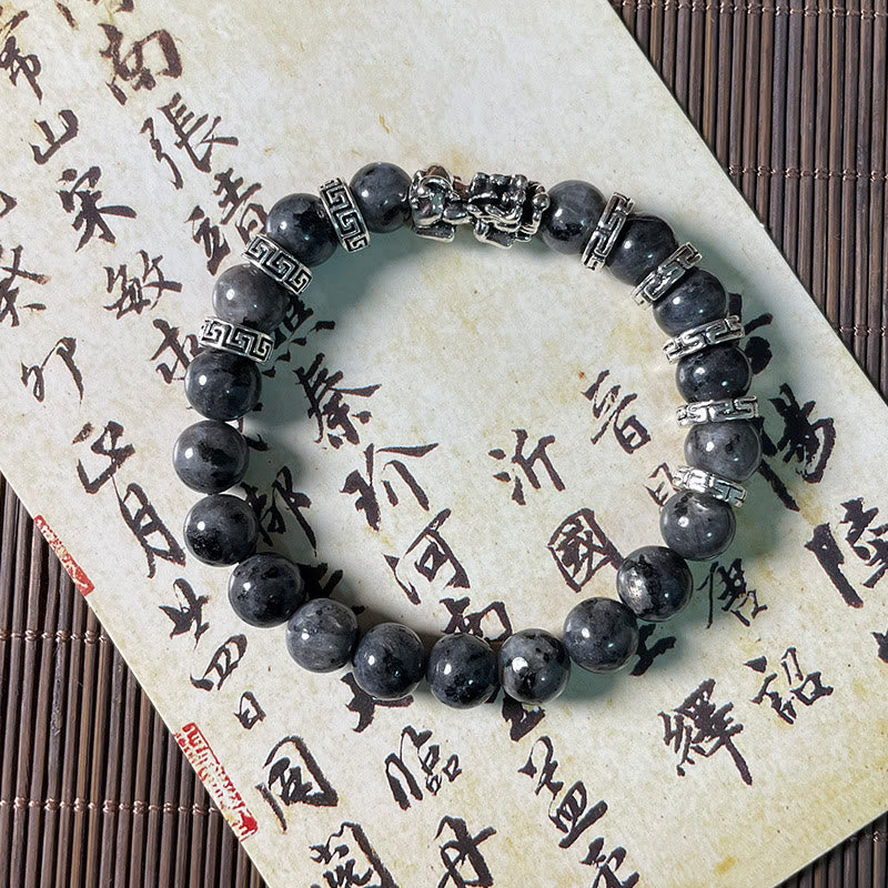 Buddha Stonesブラックグリッターストーン 貔貅パワーブレスレット