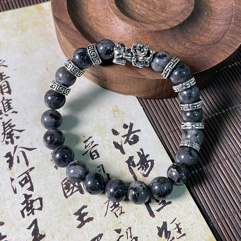 Buddha Stonesブラックグリッターストーン 貔貅パワーブレスレット