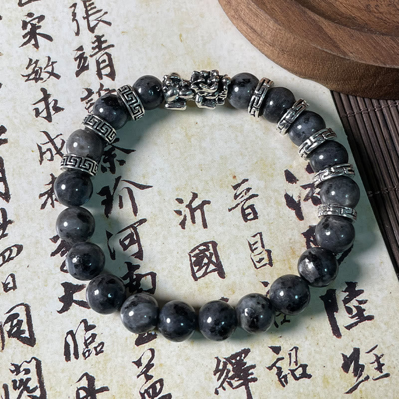 Buddha Stonesブラックグリッターストーン 貔貅パワーブレスレット
