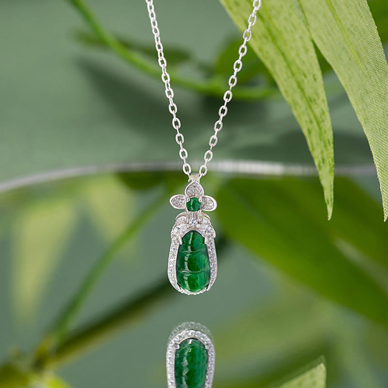 Buddha Stones925スターリングシルバー シアン翡翠 ピーデザイン 幸運ヒーリングネックレスペンダント