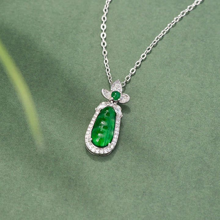 Buddha Stones925スターリングシルバー シアン翡翠 ピーデザイン 幸運ヒーリングネックレスペンダント