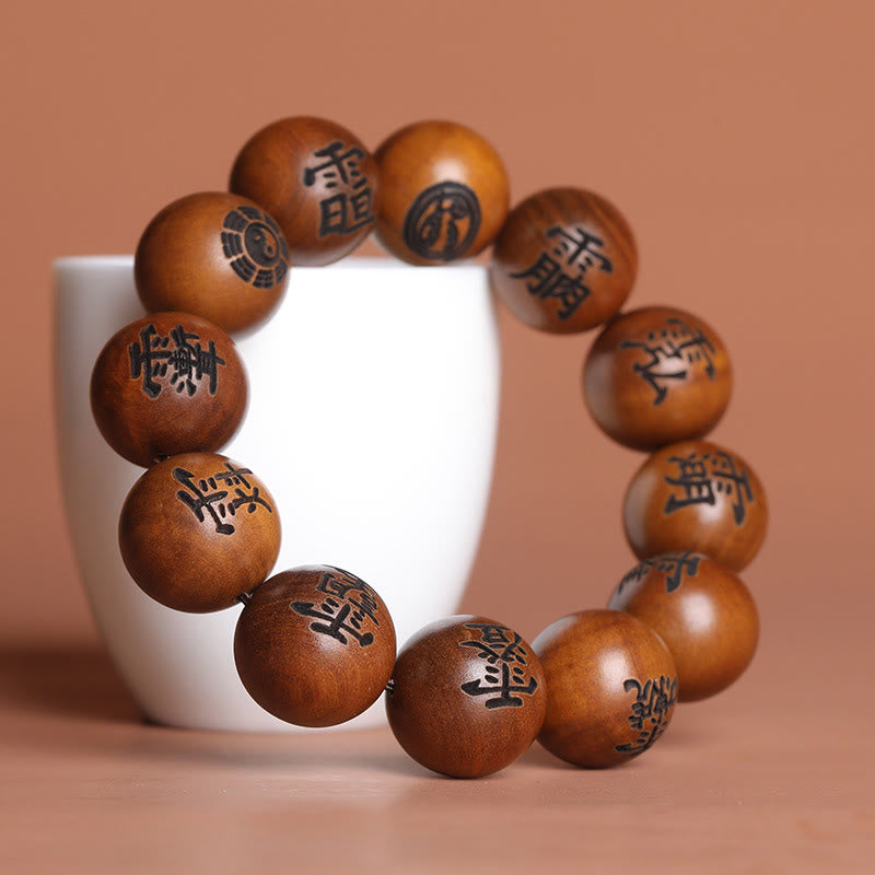 Buddha Stones、雷に打たれたナツメの木、陰陽八卦、道教の禁忌の文字が刻まれた守護ブレスレット