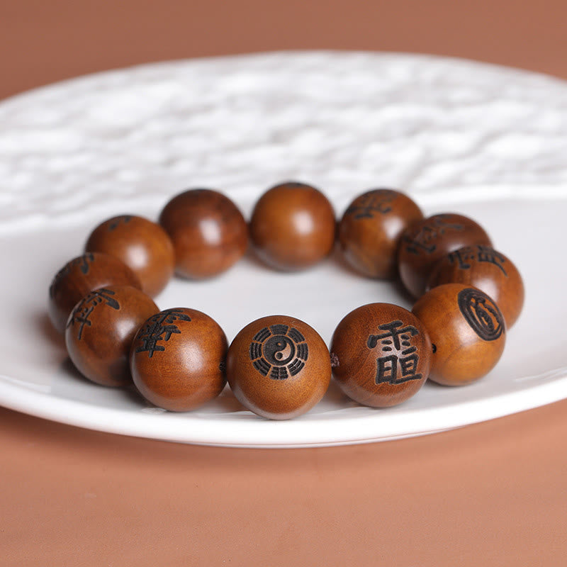 Buddha Stones、雷に打たれたナツメの木、陰陽八卦、道教の禁忌の文字が刻まれた守護ブレスレット