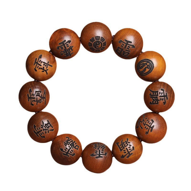 Buddha Stones、雷に打たれたナツメの木、陰陽八卦、道教の禁忌の文字が刻まれた守護ブレスレット
