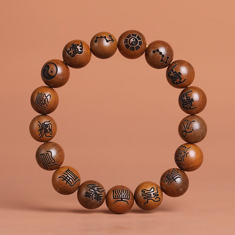 Buddha Stones、雷に打たれたナツメの木、陰陽八卦、道教の禁忌の経典のシンボルが刻まれた幸運ブレスレット