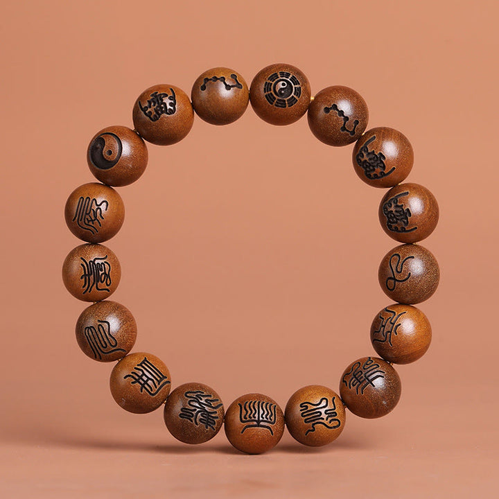 Buddha Stones、雷に打たれたナツメの木、陰陽八卦、道教の禁忌の経典のシンボルが刻まれた幸運ブレスレット